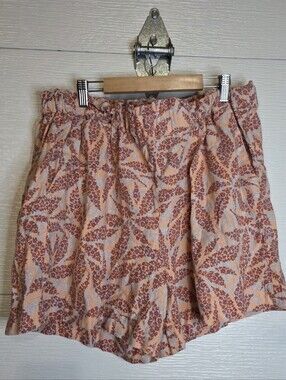 Eco Threads High-Rise Peach Floral Paperbag Mini Shorts
